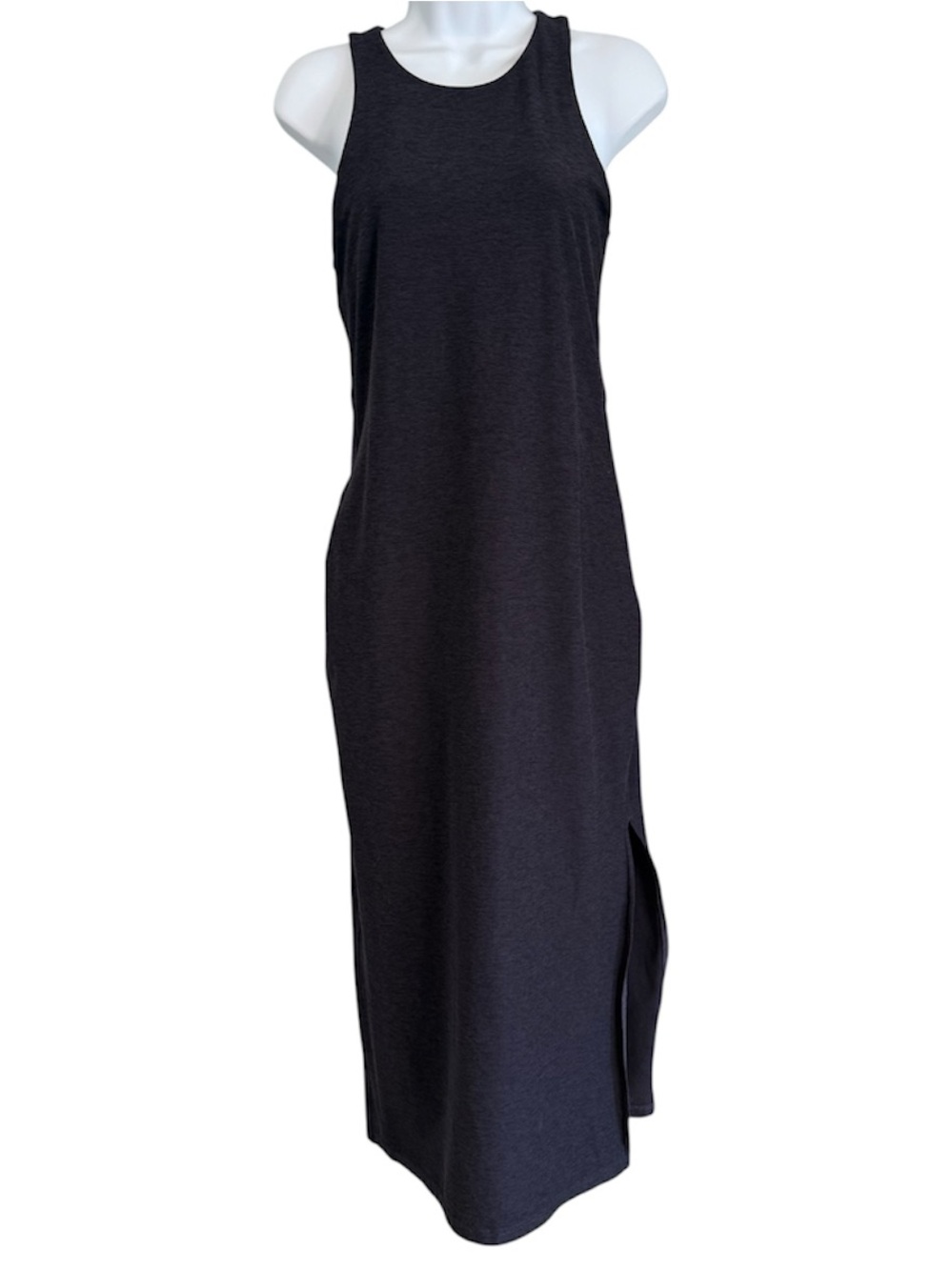 Zella dark gray sleeveless racer back side slit maxi athleisure dress size small